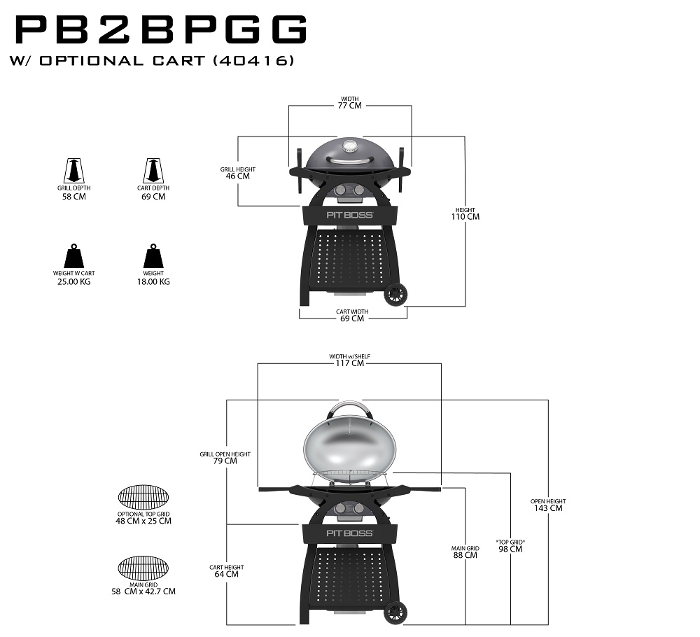 Pit Boss Sportsman 2, Tragbarer Gasgrill