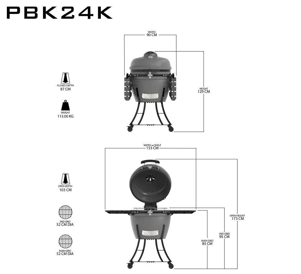 Pit Boss Kamado Keramik-Holzkohlegrill
 grau, Rundgrill